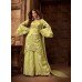 LIME GREEN PALAZZO STYLE EID DRESS WITH FLARED SLEEVES 